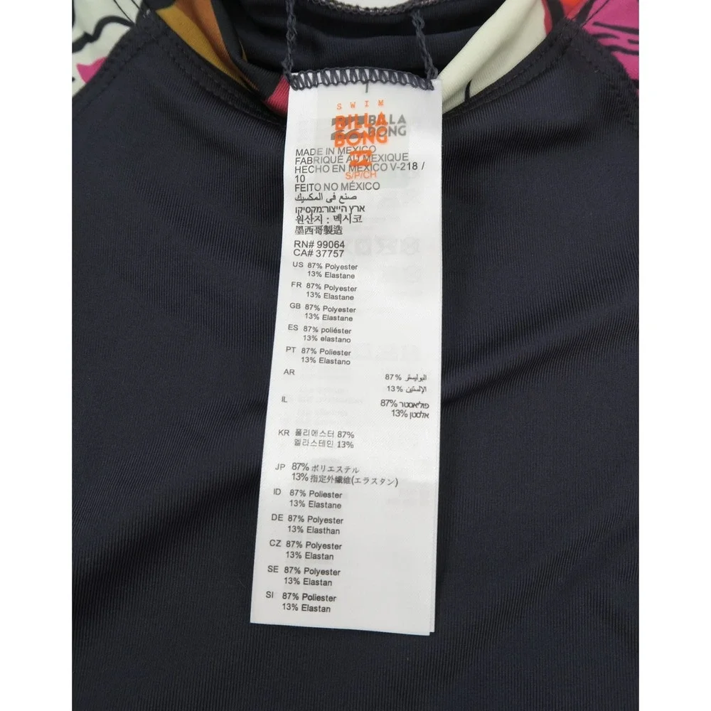 Billabong Day Drift Long Sleeve Rashguard Navy Floral UPF 50 Small - Picture 5 of 9